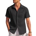 COOFANDY Linen Shirts for Men Hawaiian Short Sleeve Button Down Shirt Summe