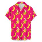 Bowling Shirt for Men Hawaiian Shirt Banana Print Beach Shirt Chest Pocket