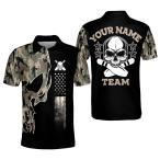 LASFOUR Custom Skull Bowling Shirts with Name, USA Camouflage Bowling Jerse