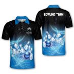 LASFOUR Custom Funny Bowling Shirts, Men's Bowling Polo Shirts Short Sleeve