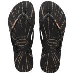 ショッピングhavaianas Havaianas women slim metallic print sandal - black/rose gold metallic - 7/8