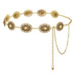 LEACOOLKEY Western Metal Concho Belt for Women Cowgirl Boho Waist Chain Bel