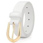 SANSTHS женский кожаный ремень джинсы брюки мода Gold пряжка женский платье талия ремень, D- белый, S: