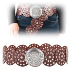 Dazzleimart широкий bo- сигнал диск ремень женский Vintage PU кожа средний пустой we Stan kau Boy metal пряжка ремень .. осуществлен la