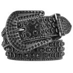 Women Men Black Rhinestone Belt Bling Western Cowboy Cowgirl Studded Belt f