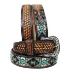CHALLENGER 27-28 Men's 1.5" wide Western Tooled Floral Genuine Leather Bead