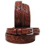 CHALLENGER 30" Western 1-1/2" Floral Tooled Ranger Full-Grain Brown Leather