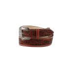 Nocona Mens Belt 1 3/4" - 1 1/2" Floral Embossed Tan