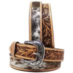CHALLENGER 32 Western 1-1/2" Wide Floral Tooled Cowhide Inlay Full-Grain Le