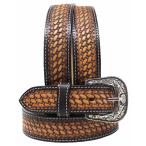 CHALLENGER 42 Unisex 2" Western Basketweave Tooled Full-Grain Leather Belt