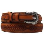 40 Western 1-1/2" Wide Ranger Arrow Laced Full-Grain Tan Leather Belt 26RS1