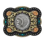 Nocona Boots мужской стандартный индеец chief Skull цветочный прокрутить античный серебряный Western ремень задний 