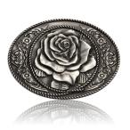 KOORASY Antique Rose Flower Belt Buckle for Women Men Western Vintage Flora