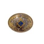 WMG Masonic Mason Symbol Logo Large Huge Rodeo Western Gold Tone Belt Buckl