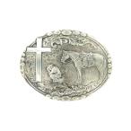 M&amp;F WESTERN Crumrine Antique Silver Cowboy Prayer Belt Buckle C15104, Metal