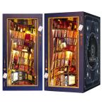 ショッピングアリス JOOHOUR DIY ブックヌークキット 不思議の国のアリス ドールハウス ミニチュア ブックヌーク本棚インサート 装飾 路地 3D木製パズル ブッ