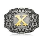 BBOTEN Western Initial Letters Belt Buckle ABCDEFG to Z Silver Cowboy Rodeo