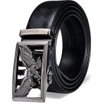 Barry.Wang мужской храповик ремень натуральная кожа ремень автоматика пряжка сплав имеется мужской подарок комплект, черный Eagle, 43.3'' Long(W