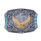 HLYMPONY Belt Buckle Men Western Cowboy Vintage Rodeo Turquoise Eagle Belt
