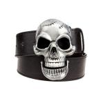 Moolecole мода мужской Skull head кожа пряжка ремень талия частота джинсы оборудование орнамент punk ремень, черный, Mediu