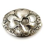 Lucky Skull belt buckle, Handmade Celtic St Patrick four leaf clover lucky