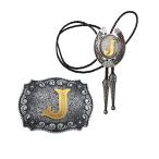 HUABOLA CALYN 2 Pieces Western Cowboy Belt Buckle Bolo tie Set for Men Gold