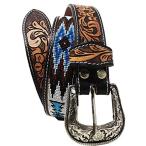 CHALLENGER мужской we Stan Rodeo высокая прочность бисер полный серый n кожаный ремень 26RT12, язык бирюзовый, 29-30 inche