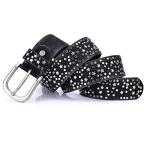 XIXIDIAN Women's Rivet Belts Punk Rock Belt for Lady PU Leather Sequins Met