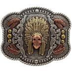 Nocona chief Skull ремень пряжка трос край, серебряный, One Size