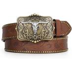 TRIWORKS мужской Western кожаный ремень, темно-коричневый, Fit Size 34"-37"