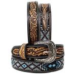 26RT15 26RT15we Stan Rodeo 1.5 дюймовый ширина бисер имеется полный серый nUSA кожаный ремень, черный темпер тянуть, 31-32