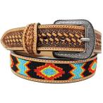  мужской we Stan Rodeo сверхпрочная - бисер полный серый n кожаный ремень 26RT10 US размер : 41-42 inches цвет :b