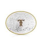 Montana Silversmiths Uni Classic we Stan овальный двухцветный initial ремень пряжка T серебряный one размер,