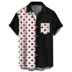 Men's Vintage Poker Bowling Shirt Short Sleeve Button Down Graphic Hawaiian