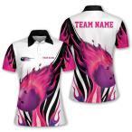 LASFOUR Personalized 3D Flame Bowling Shirts for Women, Custom Bowling Shir