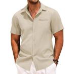 PORCLAY Men's Casual Shirt Short Sleeve Button Down V Neck Shirt Tops 2025