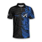 DnDeez Custom Bowling Shirt, Bowling Team Polo Shirt Tribal pattern1, Blue