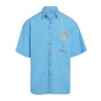 Bamboo Cay мужской Peekaboo Palm тропический стиль вышивка кнопка передний рубашка US размер : 4L цвет : голубой 