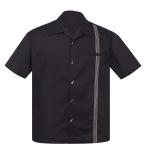 STEADY CLOTHING Men's The Six String Button Up Bowling Shirt Black M