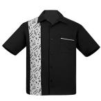 Steady Clothing Music Notes Panel Button Up Music Band Bowling Lounge Shirt