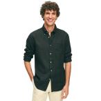 Brooks Brothers Men's Regular Fit Irish Linen Long Sleeve Sport Shirt, Blac