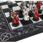 Medieval Times Crusades Red and White Armored Maltese Knights Chess Set wit