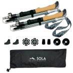 ショッピングノルディック SOLA (ソラ) トレッキングポール 軽量 折りたたみ式 ハイキングポール - 7075 アルミニウム合金 汗止めコルクグリップ付き ノルディックウ