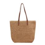 FIDDAA 女性用ストローバッグ ストロー トラベル ビーチ トートバッグ 織物 サマートート ハンドメイド ショルダーバッグ ハンドバッグ (カラ