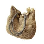 ZALCBHJ 大容量 バッグ ストローバッグ レディース 夏 レイジースタイル 織物 海辺 ビーチ 籐 フレンチハンドバッグ レディース ショルダー