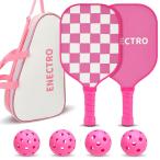 Pink Pickleball Paddles Set of 2, USAPA Approved Fiberglass Pickle Ball Set