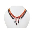 並行輸入品Natural Garnet Carnelian Beaded Necklace with Sterling Silver Bead