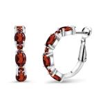 並行輸入品Gem Stone King 4.85 Ct Oval Red Garnet 925 Sterling Silver Hoop Earrin