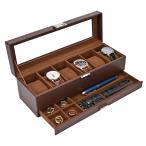 ProCase рука кейс для часов 2 ступенчатый 6шт.@ часы box 3шт.@ выдвижной ящик имеется высококлассный показывать место хранения стекло настольный большая вместимость многофункциональный ювелирные изделия место хранения подарок Brown 