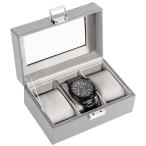 ProCase наручные часы ke- Swatch box 3шт.@ для PU материалы высококлассный стекло крышка имеется наручные часы место хранения пыленепроницаемый часы коллекция мужчина мужской подарок подарок День отца серый 
